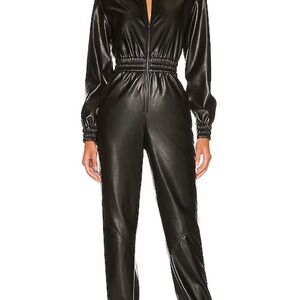 Alice + Olivia Faux Vegan Leather Jumpsuit - Levi